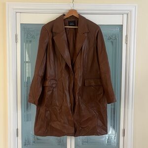 Avec Les Filles Faux Leather Midi Coat - XL